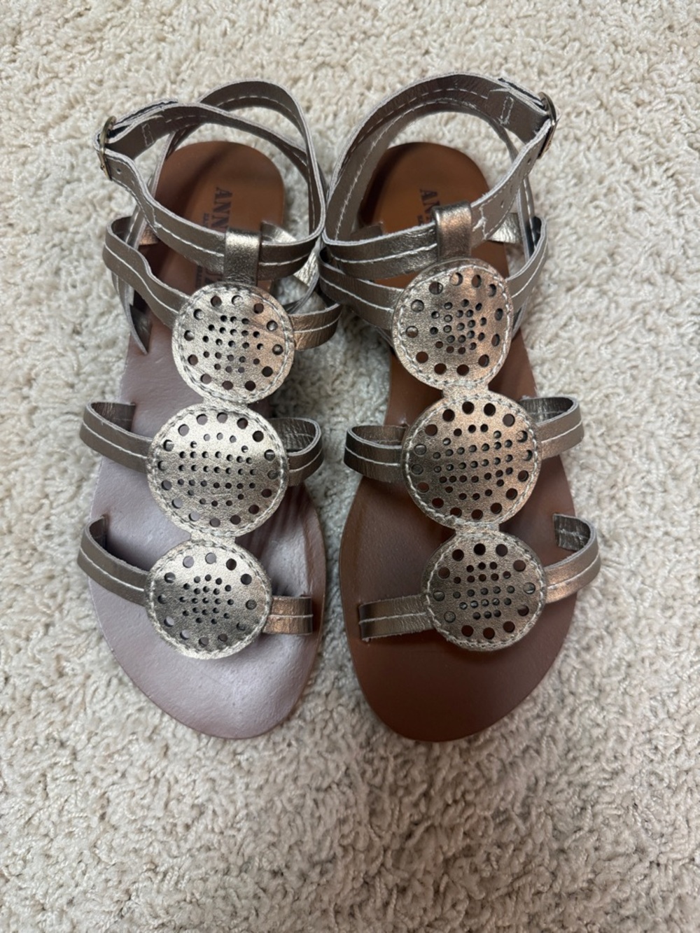 Enzo Angiolini Silver Metallic Strappy Sandals
